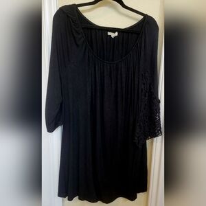 Lady's World Black Lace Sleeves Goth Flowy Lightweight Tunic Dress Plus Size 2X